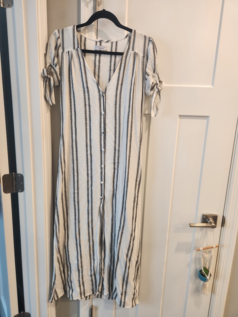 Flynn Skye Ale Maxi Dress Stitch and Stone Striped Button Front XS Made in USA